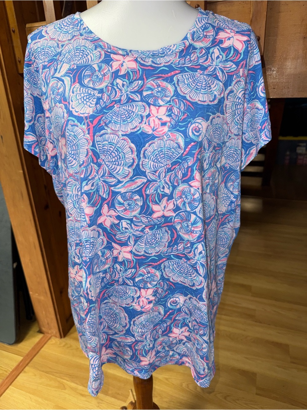 Belle Beach size 1X Kim Gravel shirt top pink blue